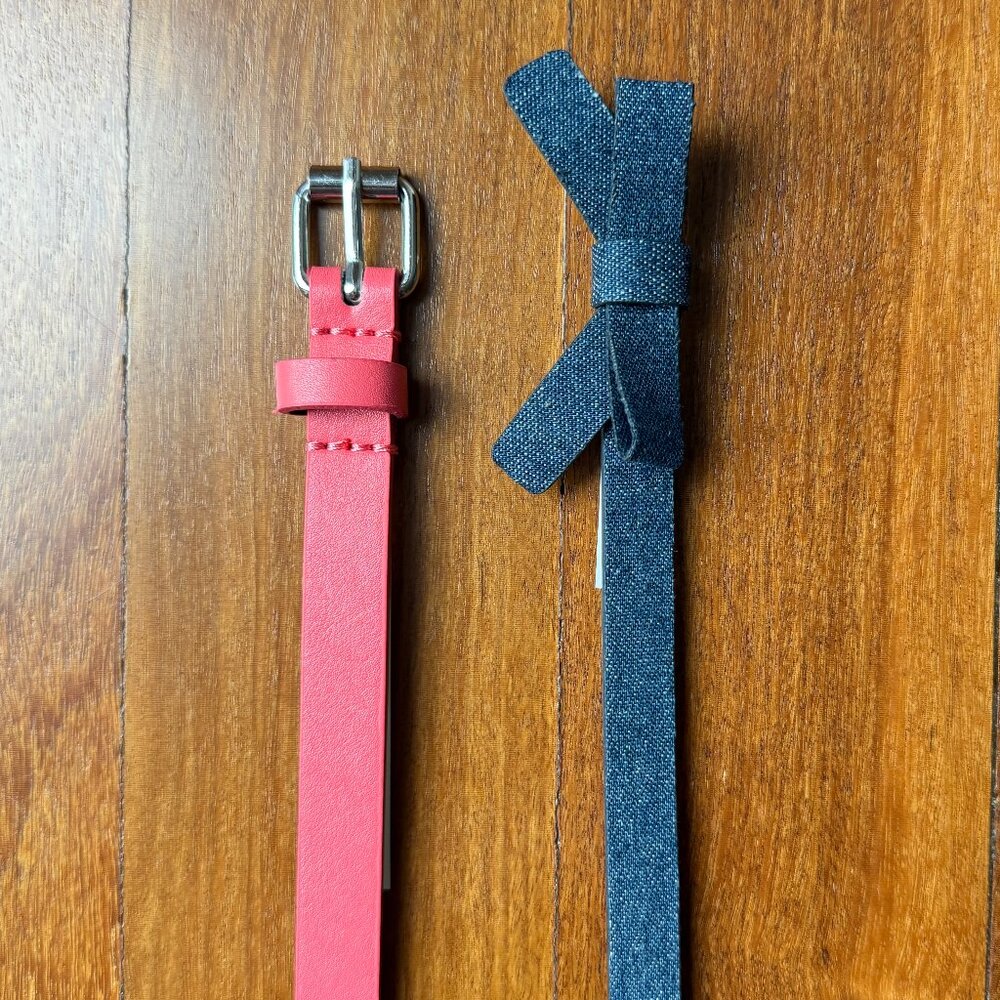 Two Girls Belts - Salmon (pinkish) & Denim Blue - Sz L